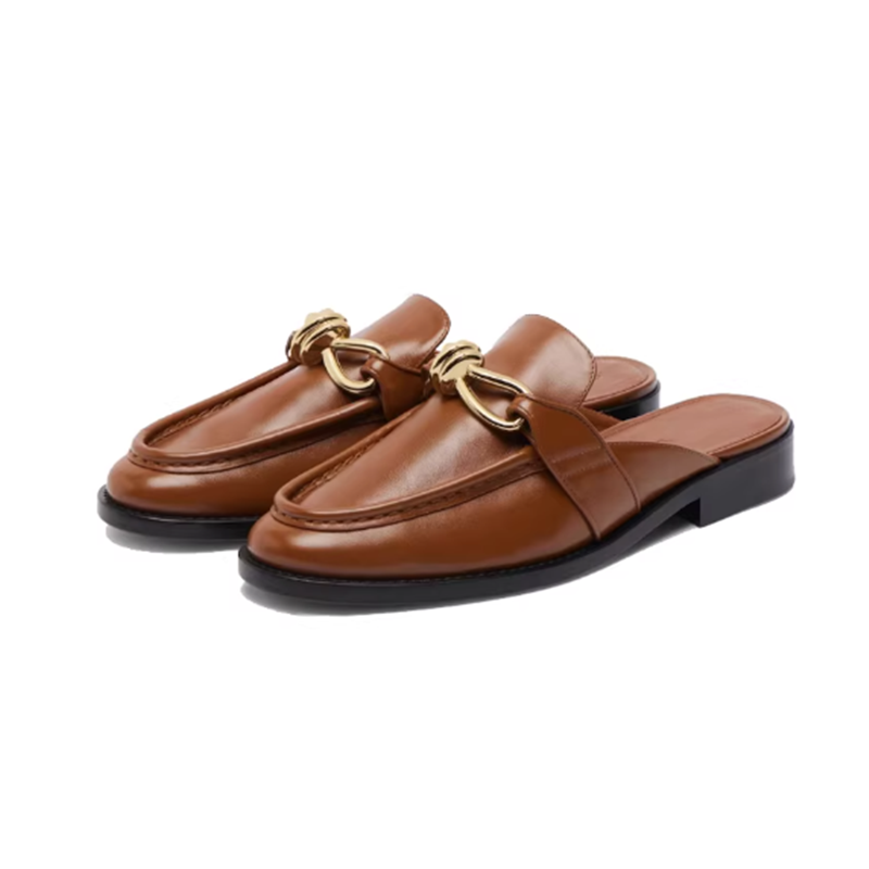 Men'S Shoes Top Brands - Metal Buckle Half Slippers For Women