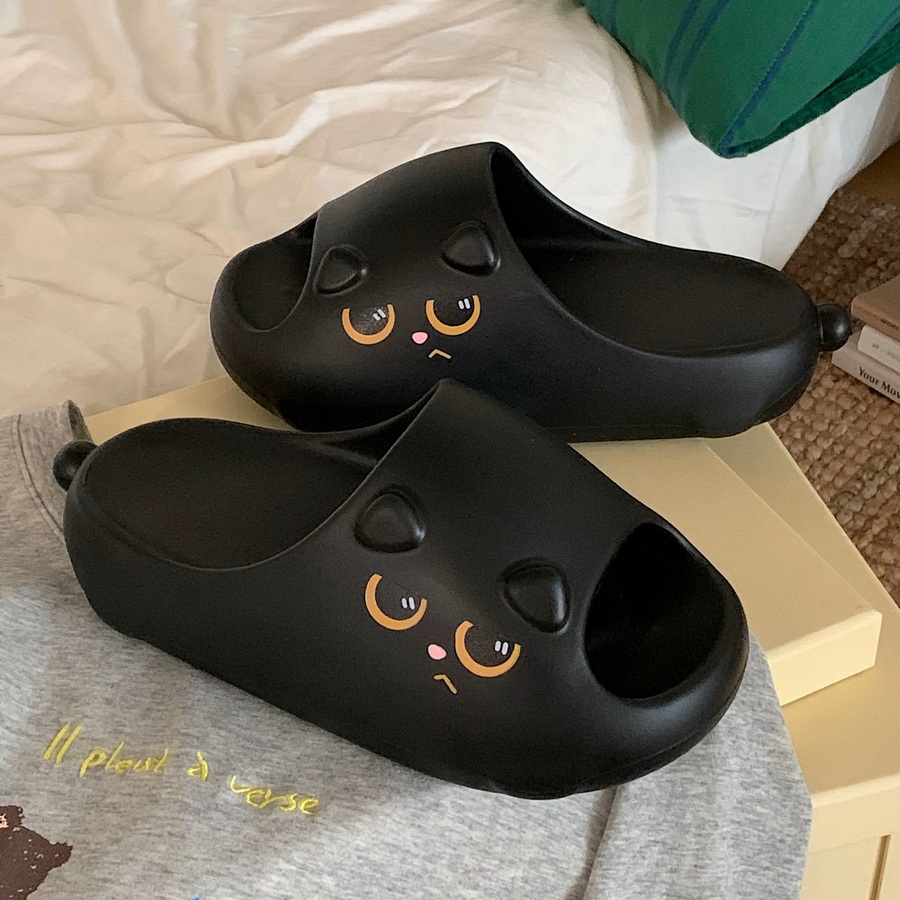 Men'S Shoes With Platform - New Black Cat Slippers for Women