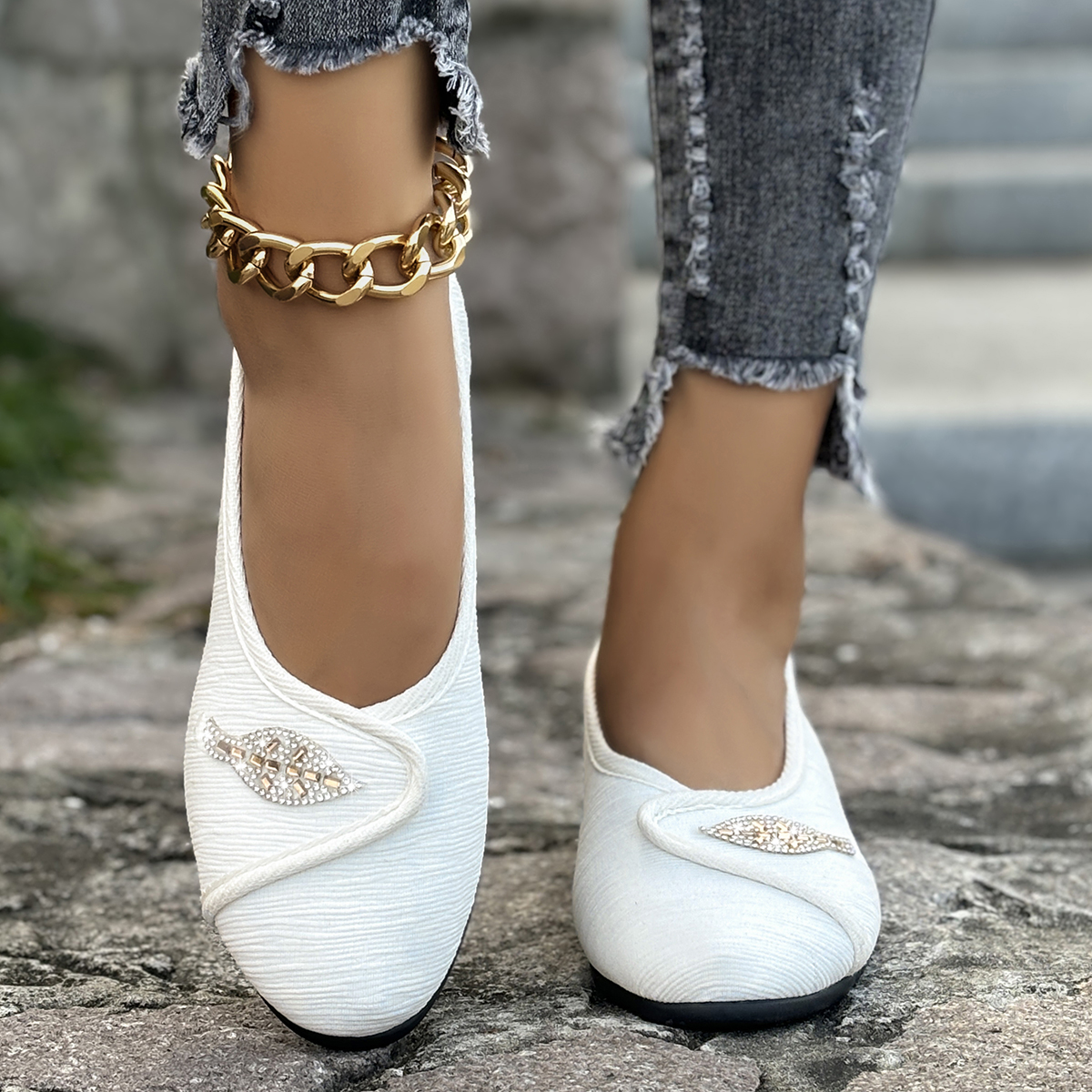 Women's Elegant Rhinestone Fla - Men Shoes Casual recension och pris