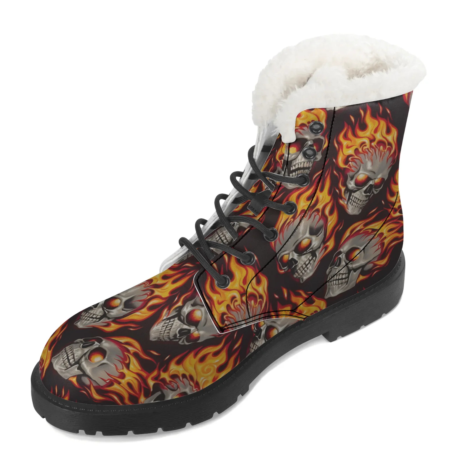 Fire Skull Patterns Snow Boots - Men Shoes Eu To Us Size recension och pris