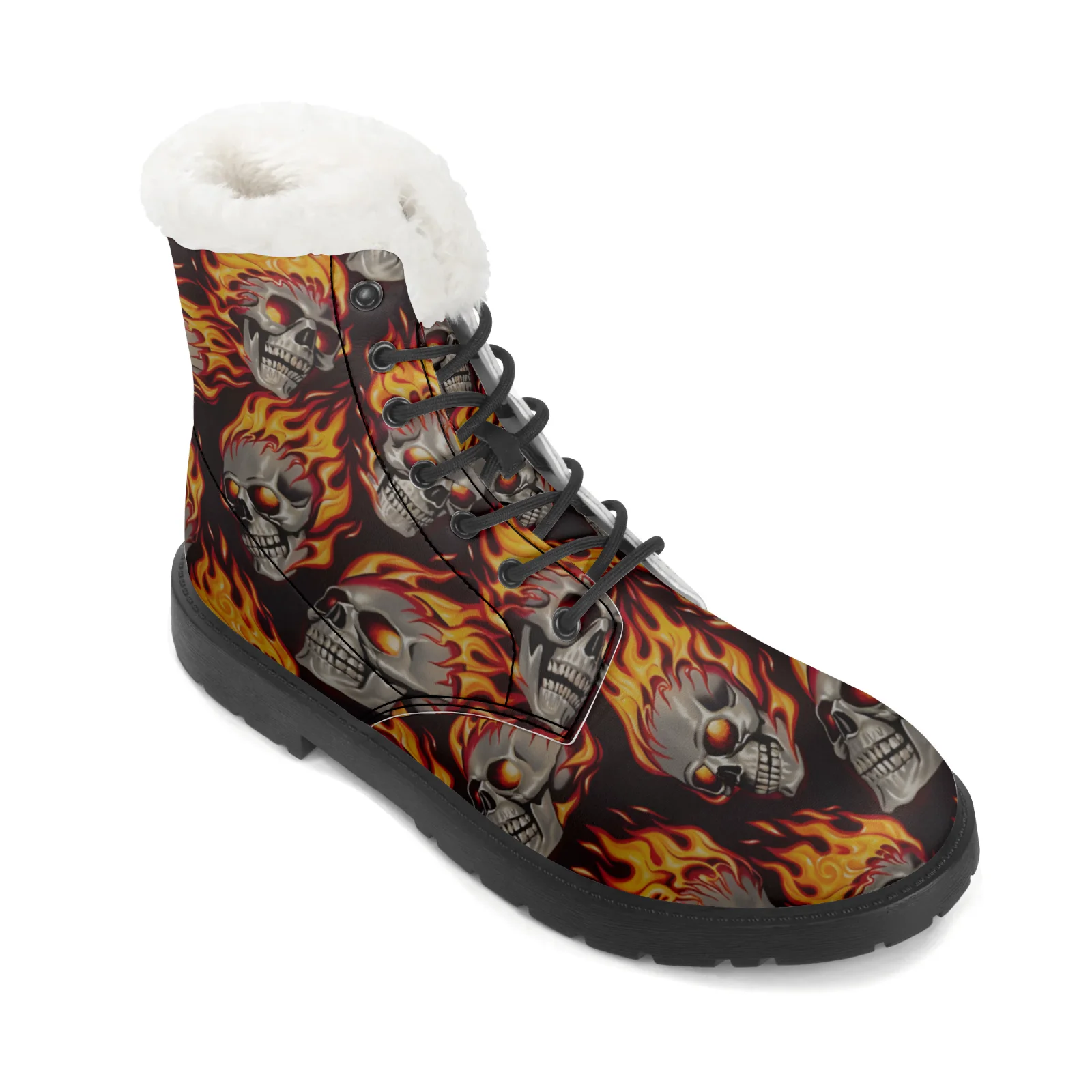 Fire Skull Patterns Snow Boots - Men Shoes Eu To Us Size recension och pris