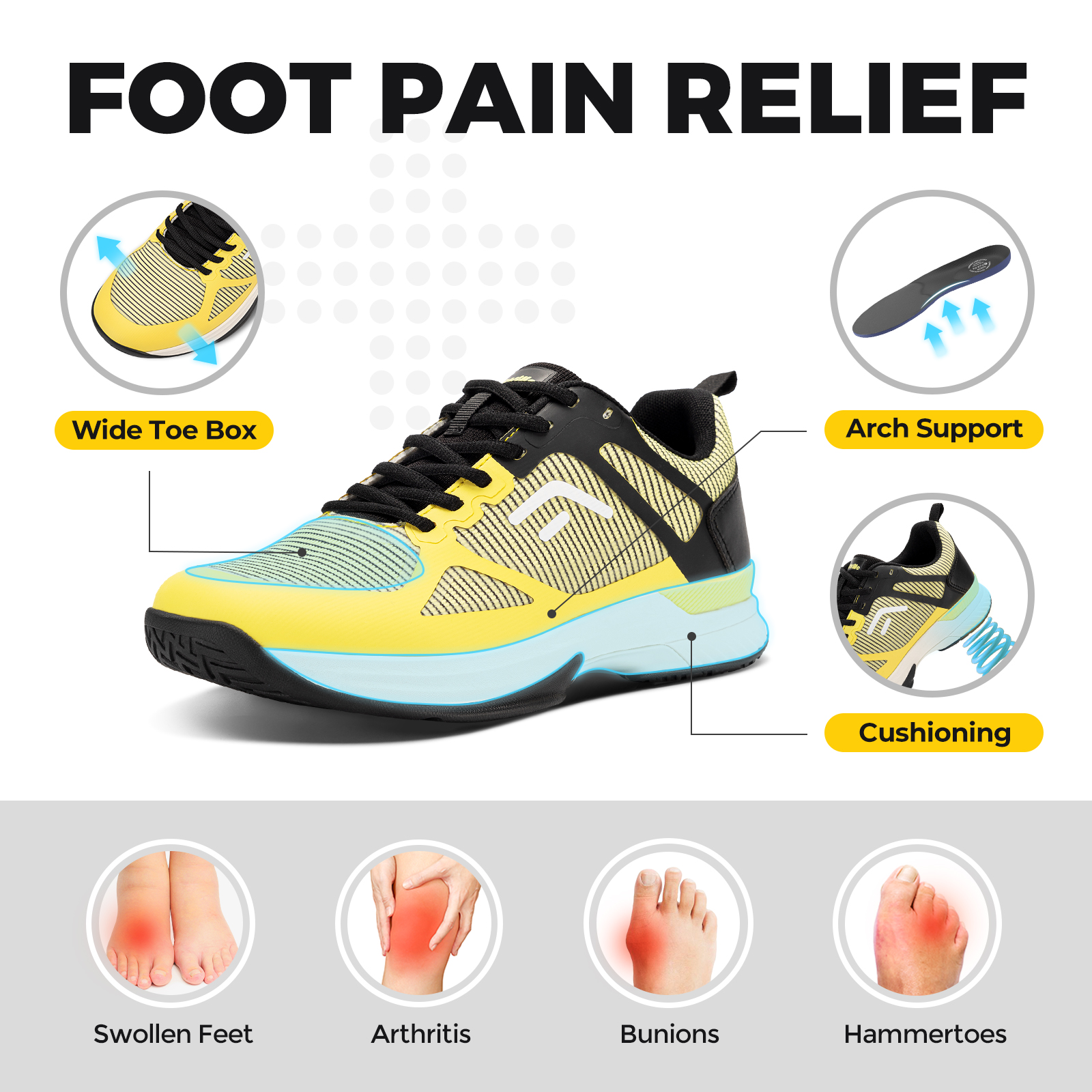 FitVille Wide Pickleball Shoes - Men'S Shoes For Plantar Fasciitis recension och pris