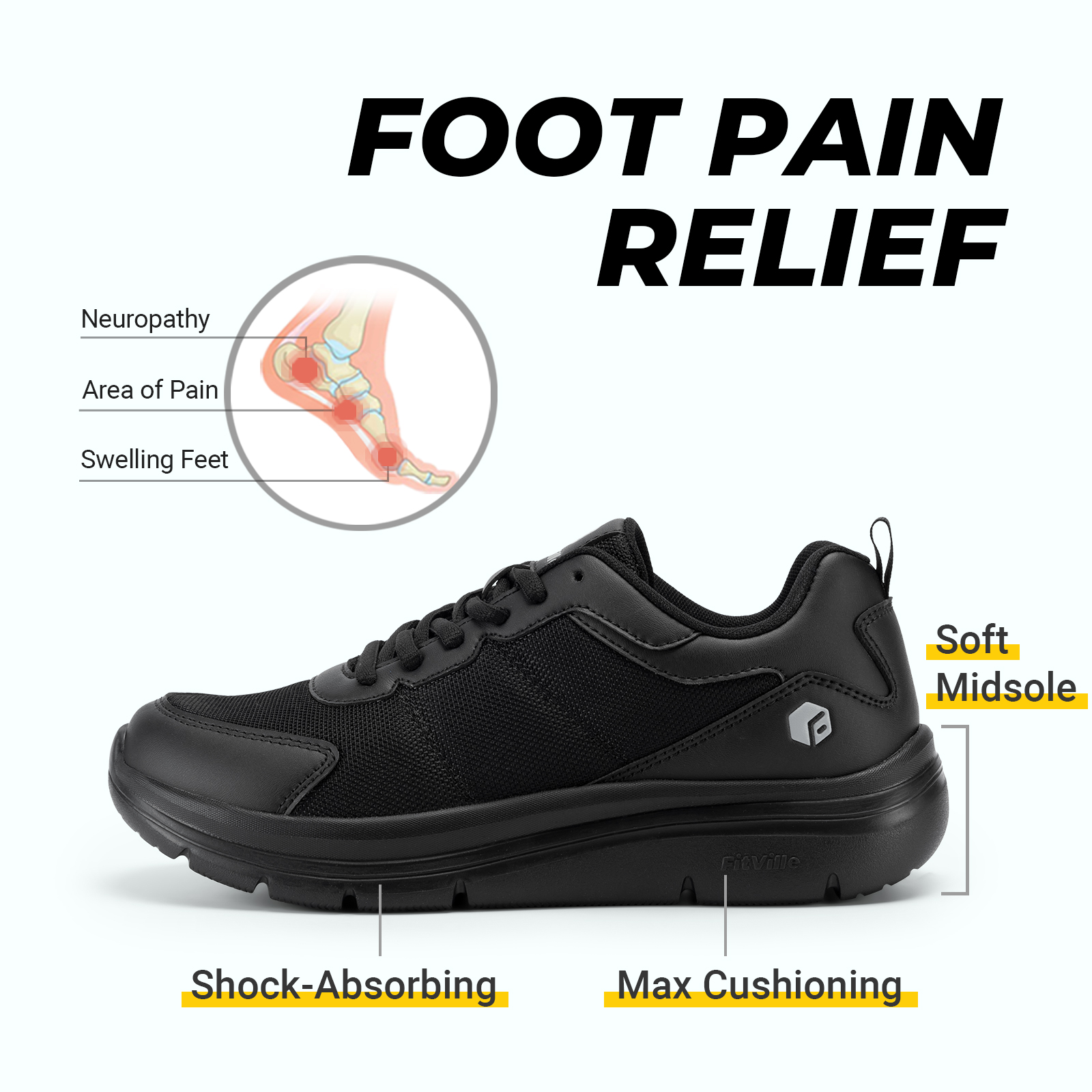 FitVille Men's Walking Shoes W - Men'S Shoes For Plantar Fasciitis recension och pris