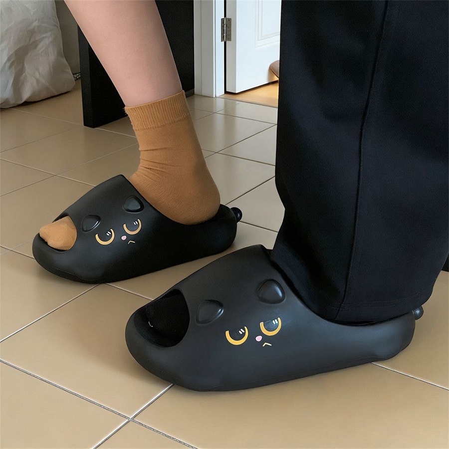 New Black Cat Slippers for Wom - Men'S Shoes With Platform recension och pris