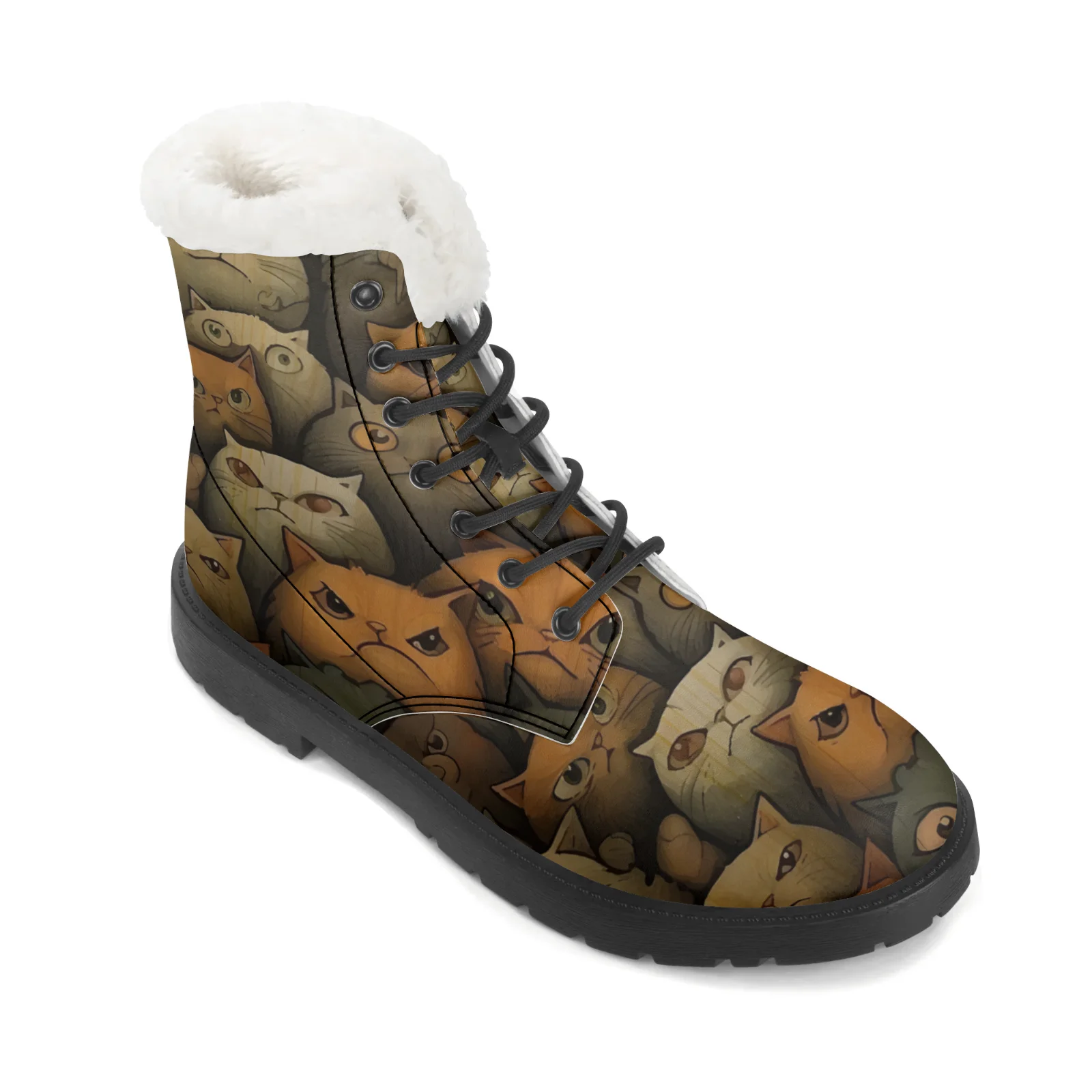 Cute Cats Prints Plush Snow Bo - Men Shoes Eu To Us Size recension och pris