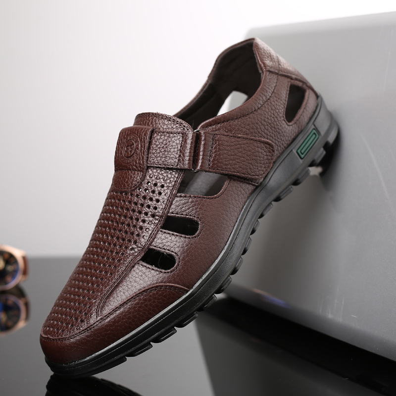 Men's Genuine Leather Sandals  - Men Shoes Eu To Us Size recension och pris