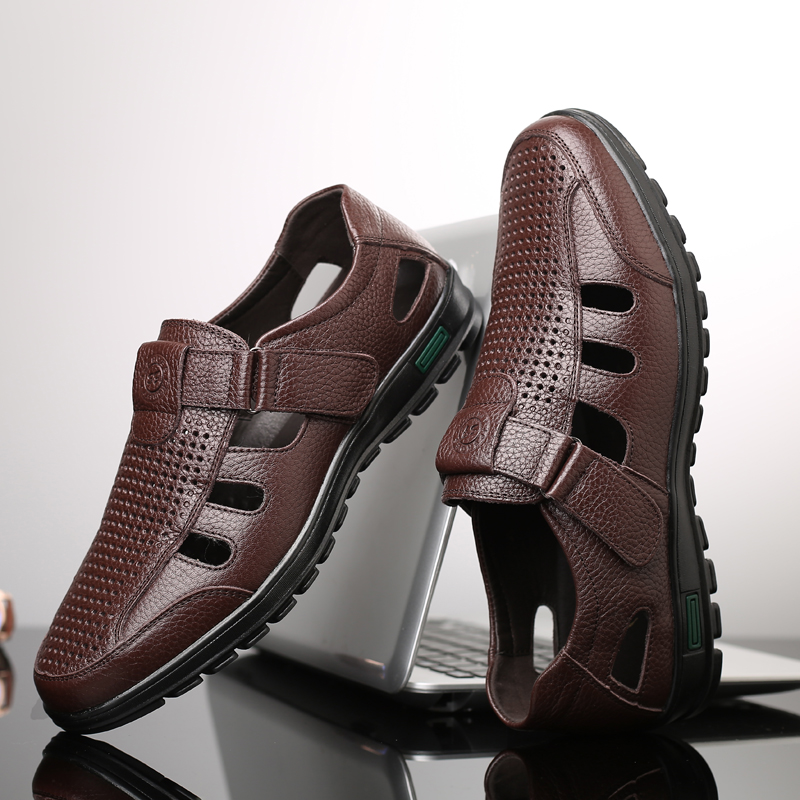 Men's Genuine Leather Sandals  - Men Shoes Eu To Us Size recension och pris