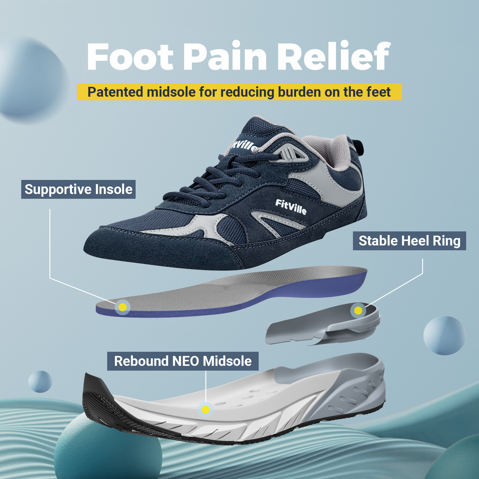FitVille Newest Walking Shoes  - Men'S Shoes For Plantar Fasciitis recension och pris